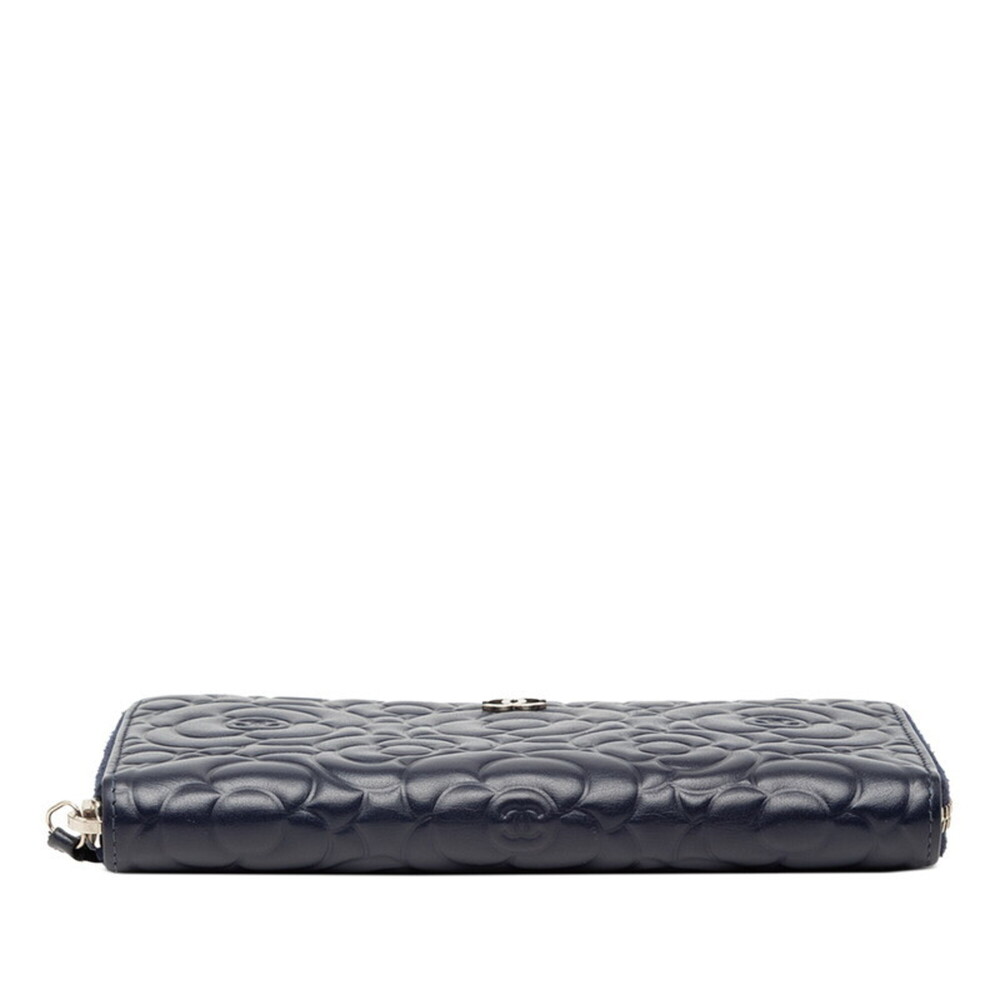 CHANEL Authentic Blue Leather Logo Wallet - Picture 3 of 7